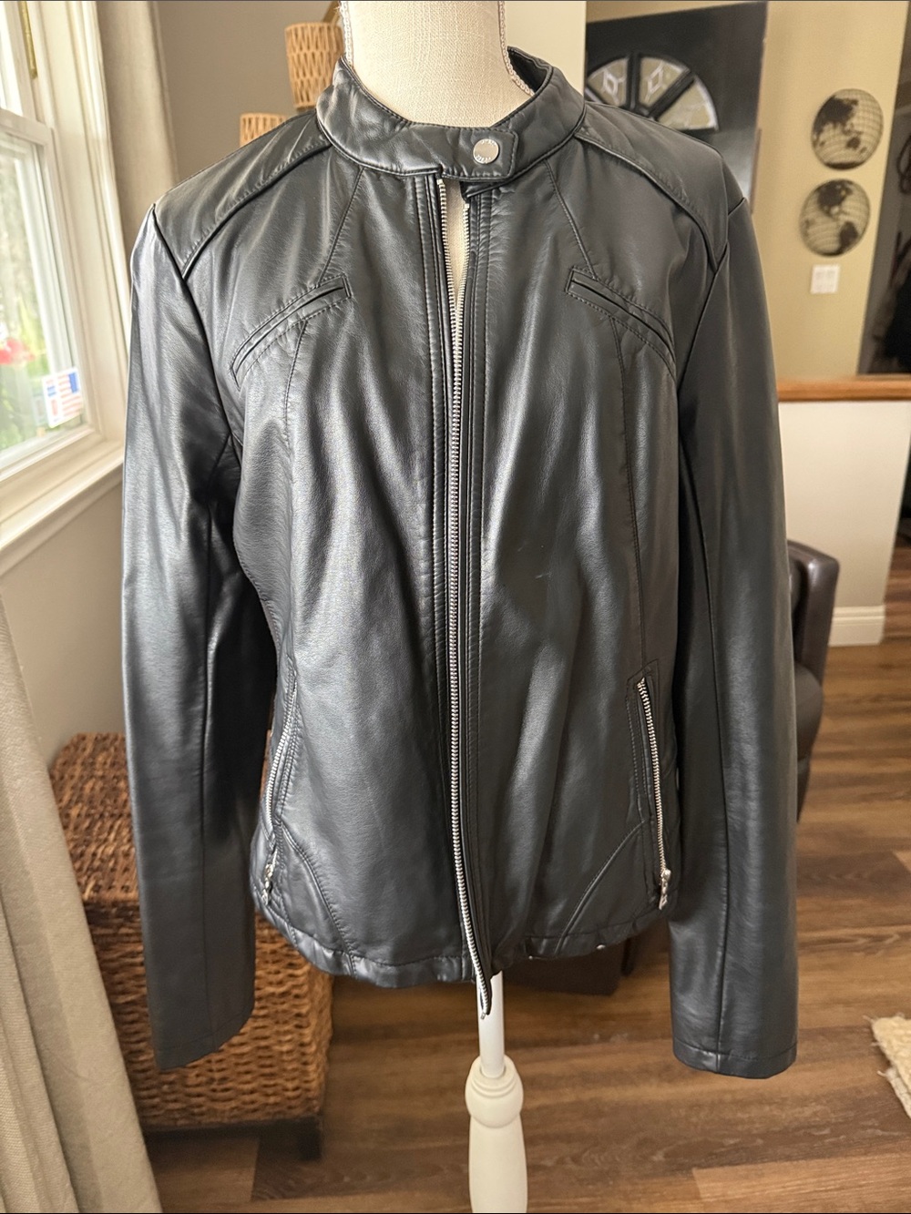 Guess Black Women's Leather Moto Jacket